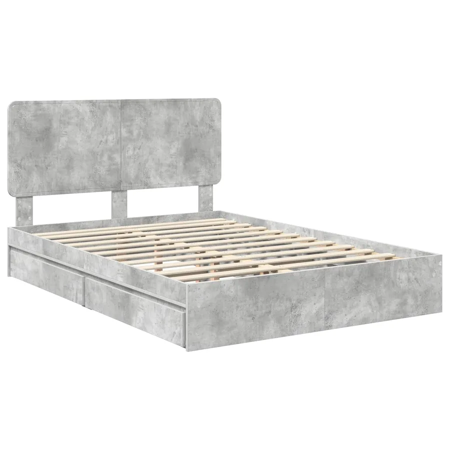 Lit de Rangement Gris béton 150 x 200 cm Bois d'ingénierie - 4
