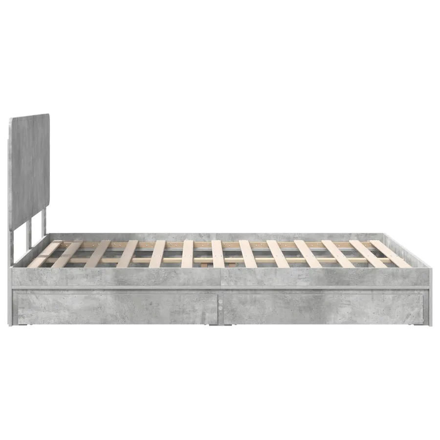 Lit de Rangement Gris béton 150 x 200 cm Bois d'ingénierie - 9
