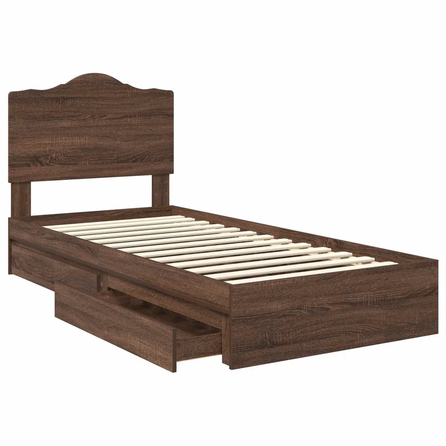 Lit de Rangement Chêne brun 90 x 190 cm Bois d'ingénierie - 5