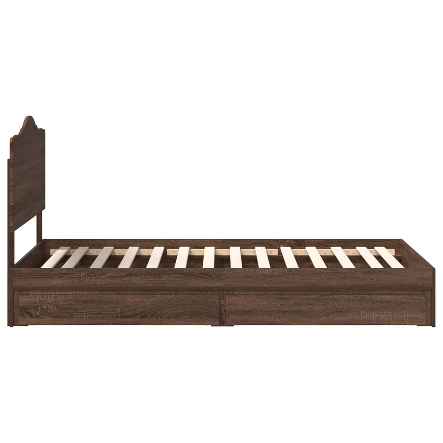 Lit de Rangement Chêne brun 90 x 190 cm Bois d'ingénierie - 9
