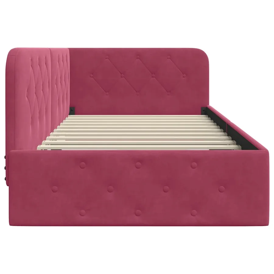 Cadre de lit d'angle Bordeaux 90 x 200 cm Velours - 6