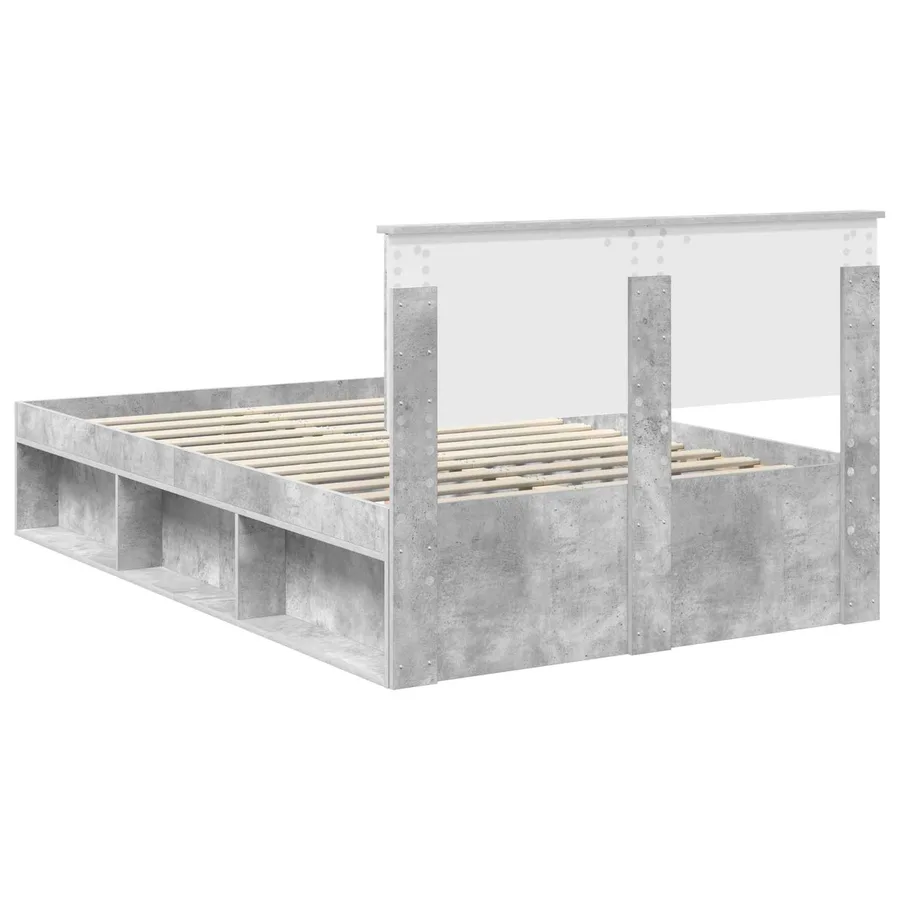 Cadre de lit avec tête de lit Béton 120 x 190 cm Pin massif - 9