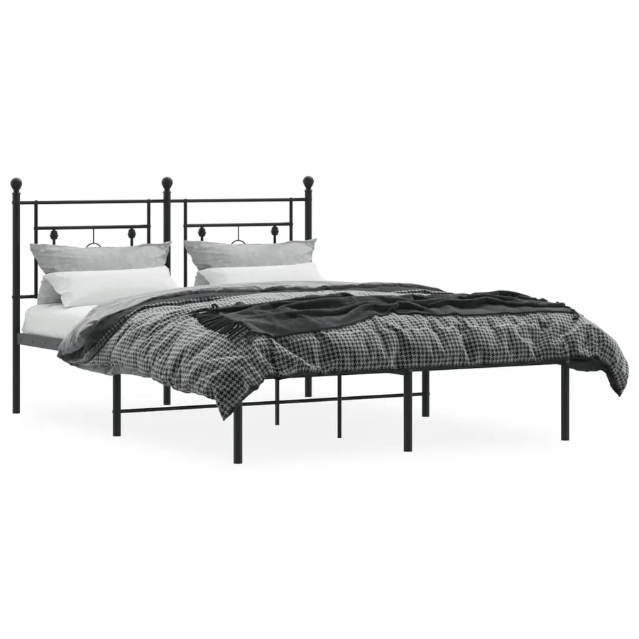 Cadre de lit métal sans matelas avec tête de lit noir 140x190cm - 3