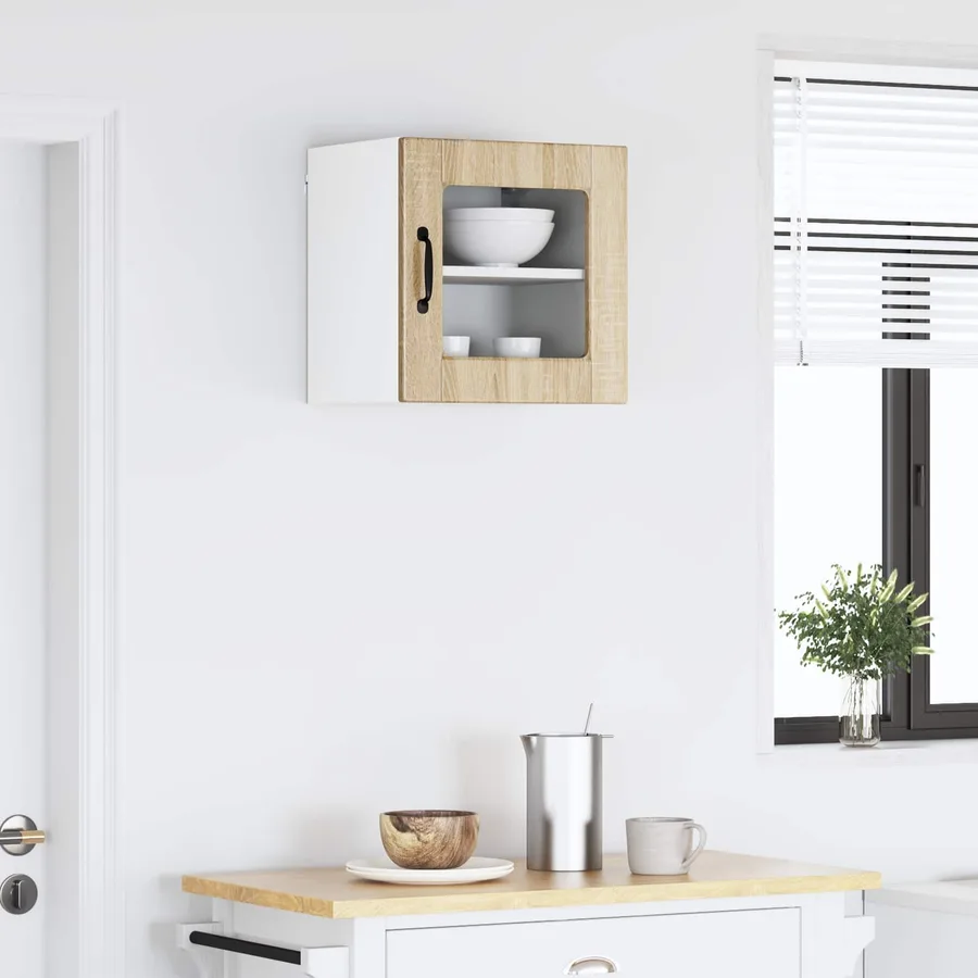 Cabinet en verre mural PORTO Chêne Sonoma 40 x 31 x 40 cm - 4