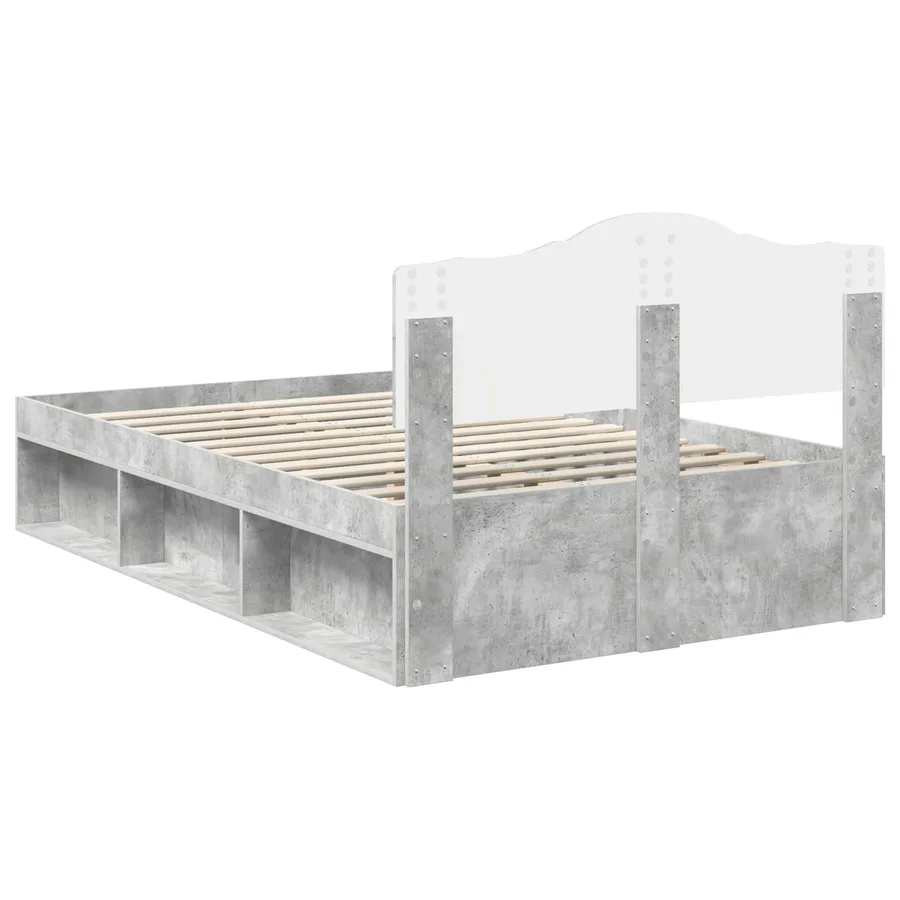 Cadre de lit Béton 120 x 200 cm Bois de pin massif - 9