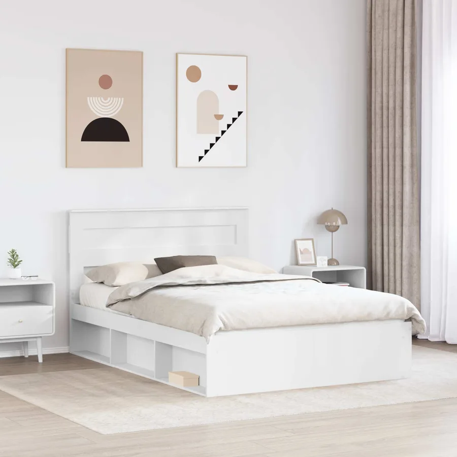 Cadre de lit Blanc 150 x 200 cm Bois de pin massif - 3