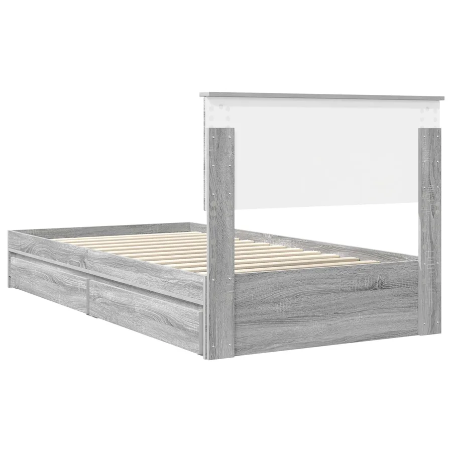 Lit de Rangement Gris Sonoma 100 x 200 cm Bois d'ingénierie - 10