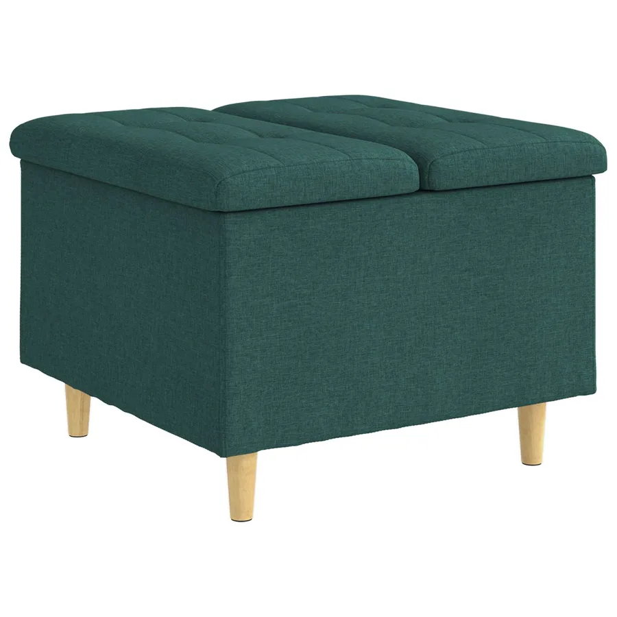 Pouf de rangement avec coussin Vert foncé 60 x 60 x 45 cm tissu - 2