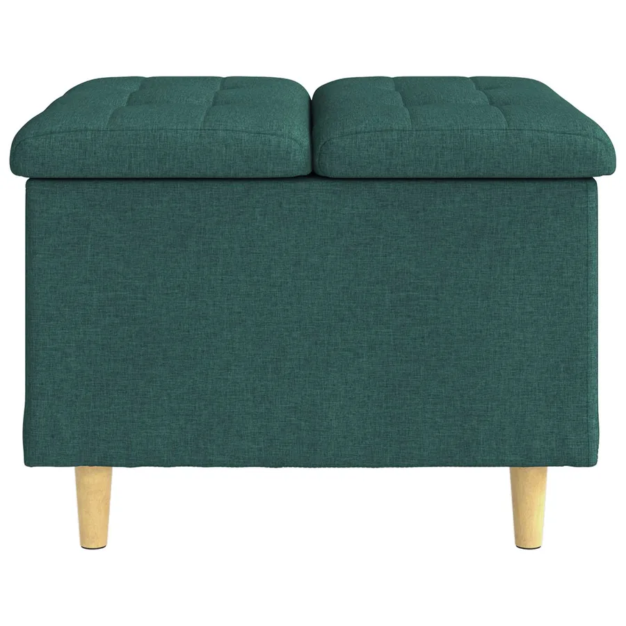 Pouf de rangement avec coussin Vert foncé 60 x 60 x 45 cm tissu - 5