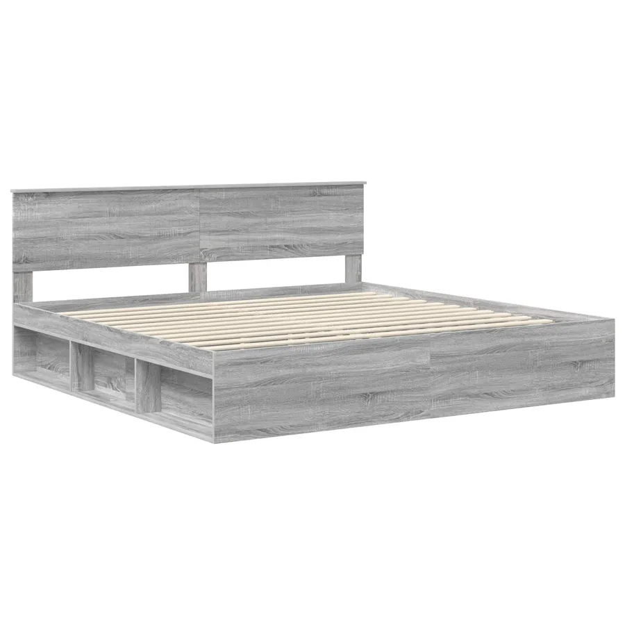 Cadre de lit Gris Sonoma 200 x 200 cm Pin massif - 4
