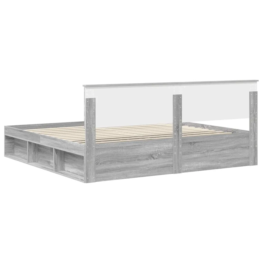 Cadre de lit Gris Sonoma 200 x 200 cm Pin massif - 9