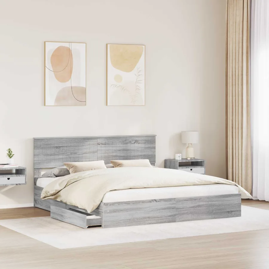 Lit de Rangement Gris Sonoma 180 x 200 cm Bois d'ingénierie - 3