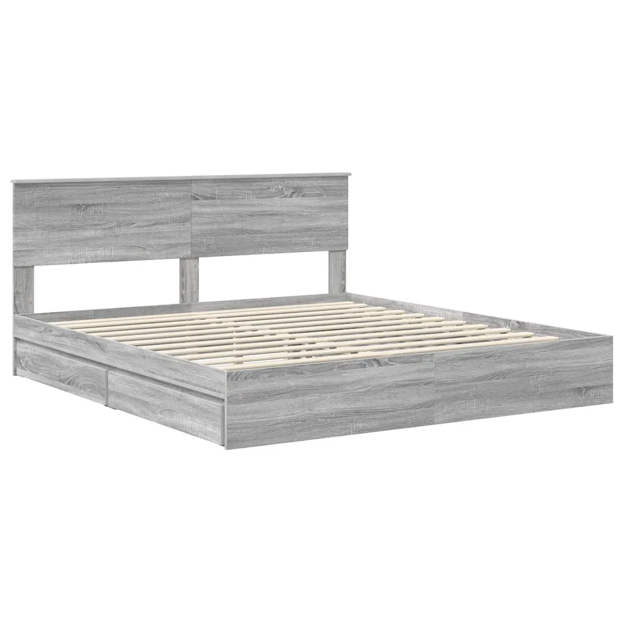 Lit de Rangement Gris Sonoma 180 x 200 cm Bois d'ingénierie - 4