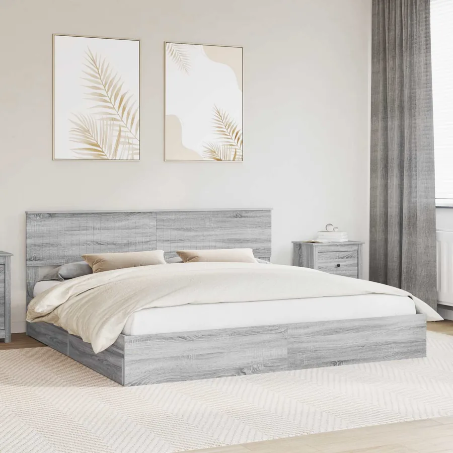 Lit de Rangement Gris Sonoma 200 x 200 cm Bois d'ingénierie