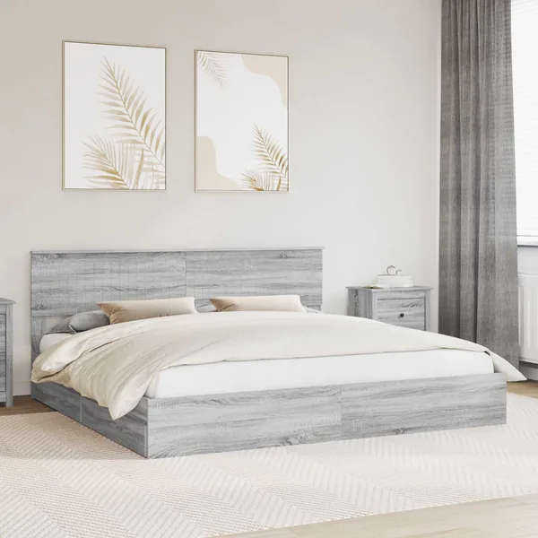 Lit de Rangement Gris Sonoma 200 x 200 cm Bois d'ingénierie