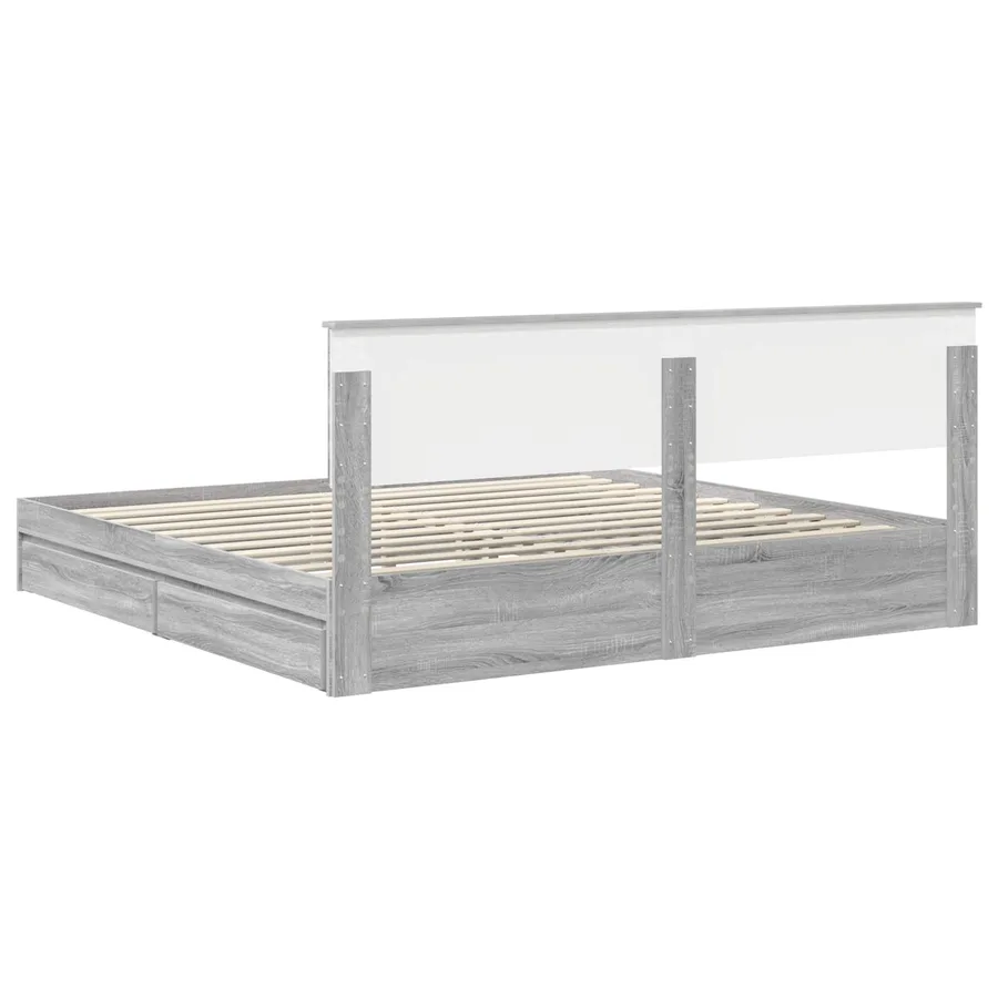 Lit de Rangement Gris Sonoma 200 x 200 cm Bois d'ingénierie - 10