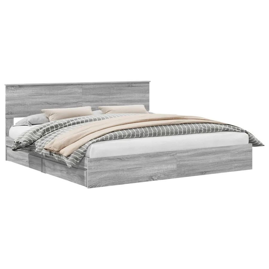 Lit de Rangement Gris Sonoma 200 x 200 cm Bois d'ingénierie - 2