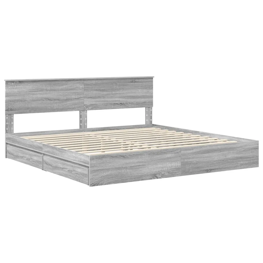 Lit de Rangement Gris Sonoma 200 x 200 cm Bois d'ingénierie - 4