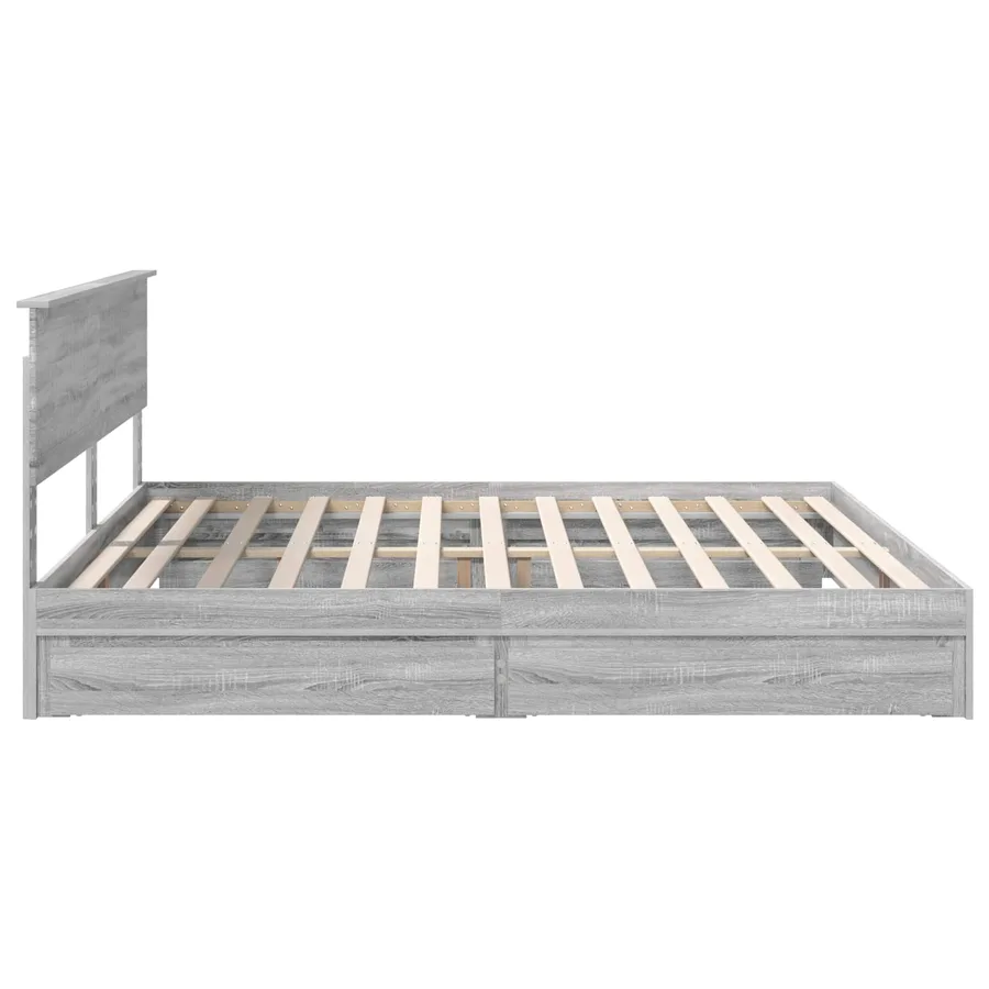 Lit de Rangement Gris Sonoma 200 x 200 cm Bois d'ingénierie - 9