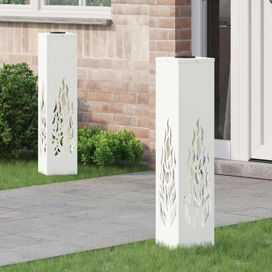 Lumière de chemin LED solaire 2 pcs Blanc chaud 18 x 18 x 80 cm