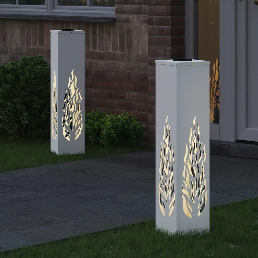 Lumière de chemin LED solaire 2 pcs Blanc chaud 18 x 18 x 80 cm - 3