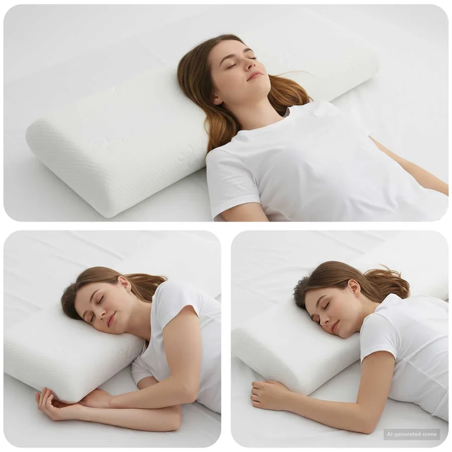 Coussin de sommeil Uni Blanc 120 x 36 x 13 cm