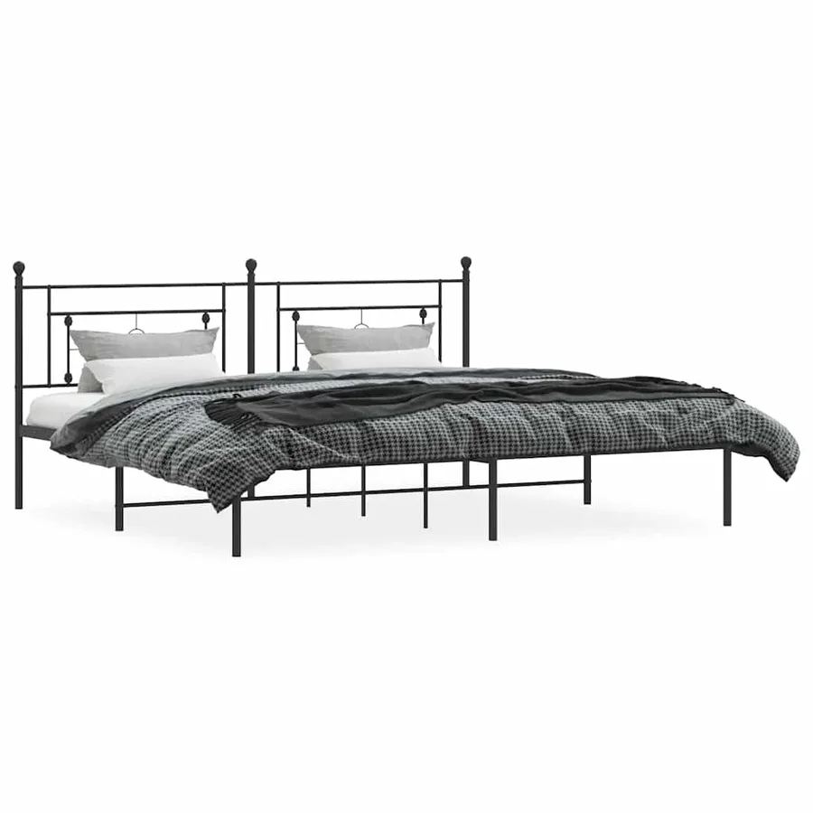 Cadre de lit métal sans matelas avec tête de lit noir 193x203cm - 4