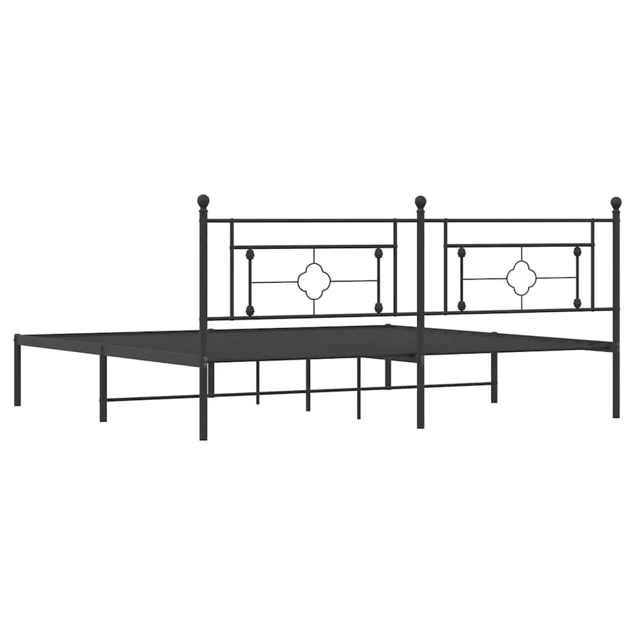 Cadre de lit métal sans matelas avec tête de lit noir 193x203cm - 7
