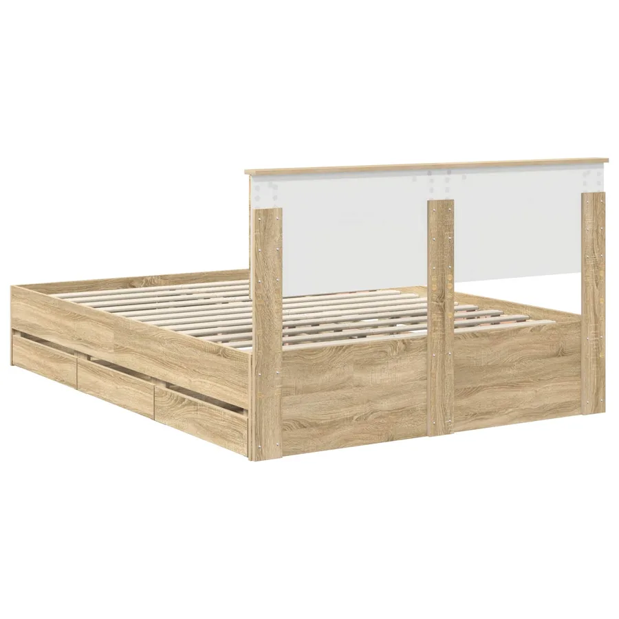 Cadre de lit Chêne Sonoma 140 x 200 cm Bois Ingénierie - 10