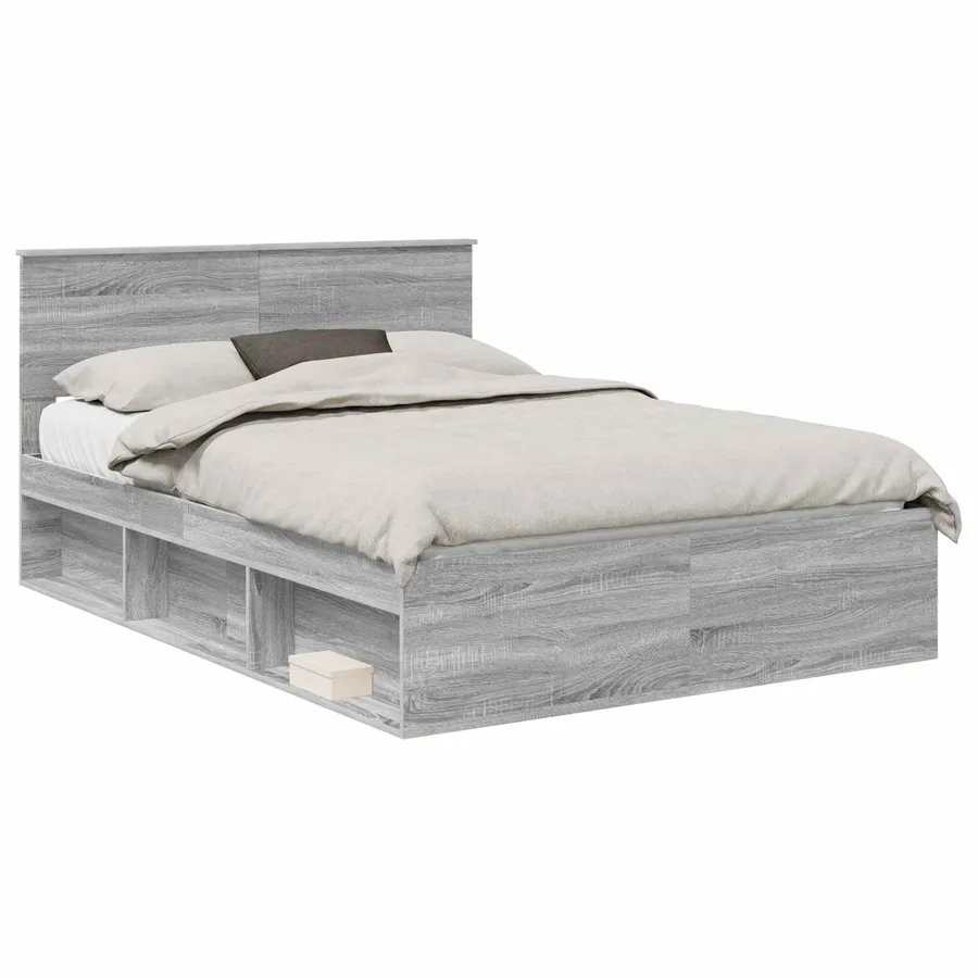 Cadre de lit Gris Sonoma 140 x 190 cm Pin massif - 2