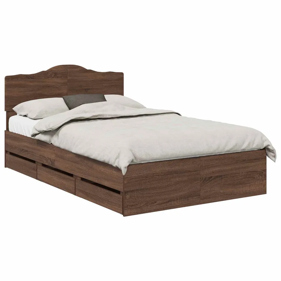 Cadre de lit Chêne brun 120 x 190 cm Bois Ingénierie - 2