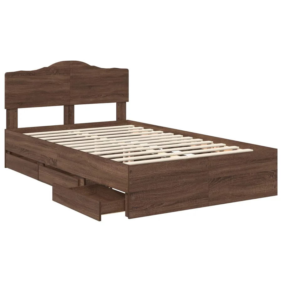 Cadre de lit Chêne brun 120 x 190 cm Bois Ingénierie - 5