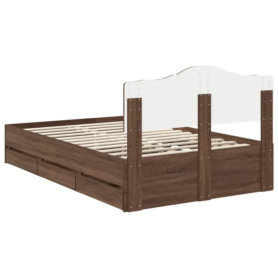 Cadre de lit Chêne brun 120 x 190 cm Bois Ingénierie - 8