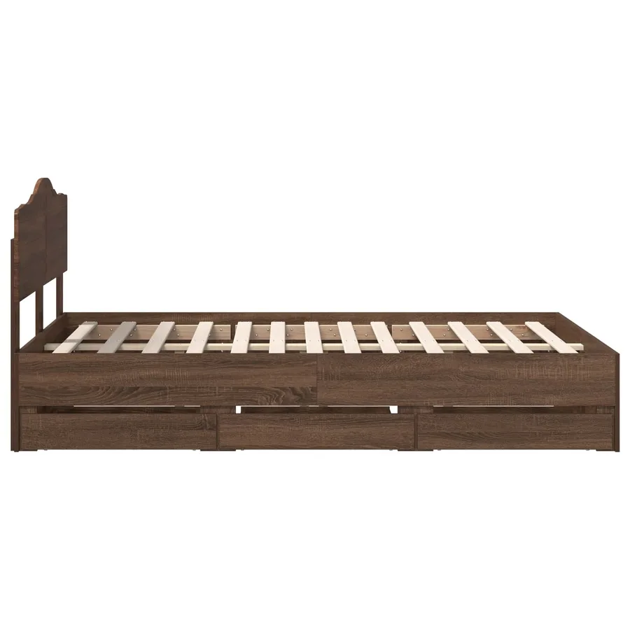 Cadre de lit Chêne brun 120 x 190 cm Bois Ingénierie - 9