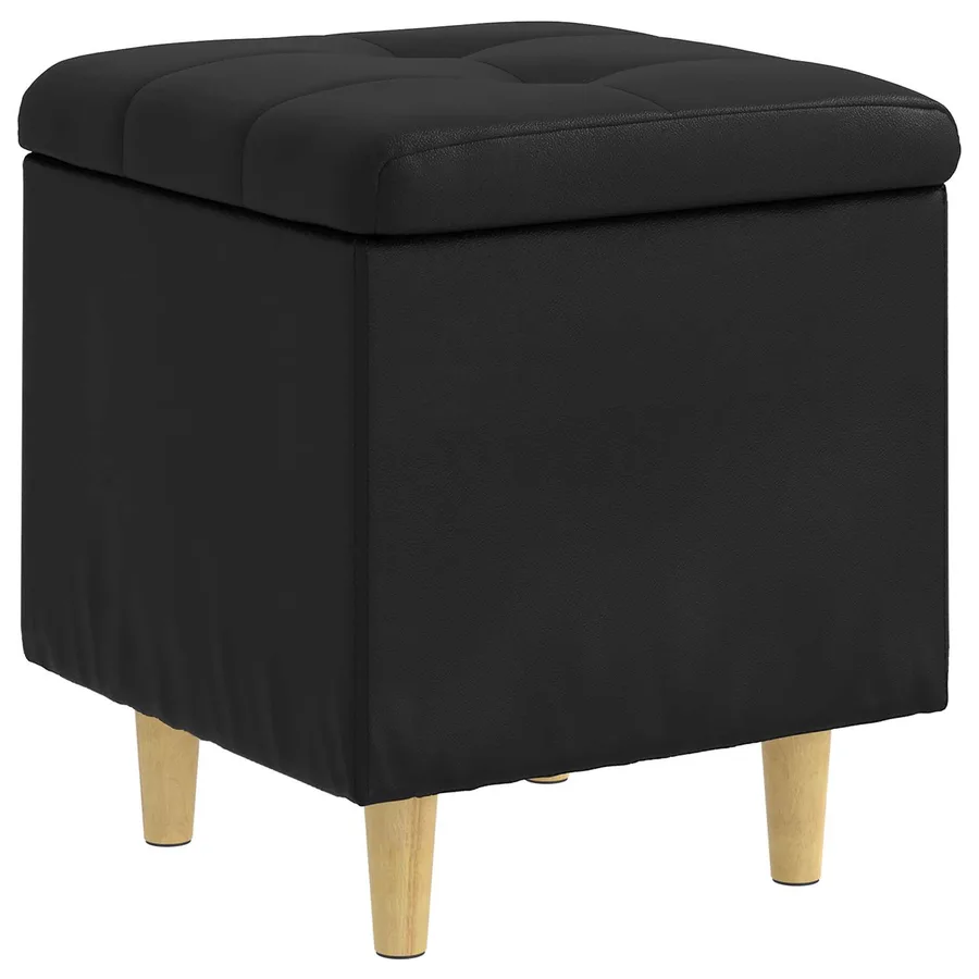 Pouf de rangement avec coussin Noir 40 x 40 x 45 cm Simili cuir - 2