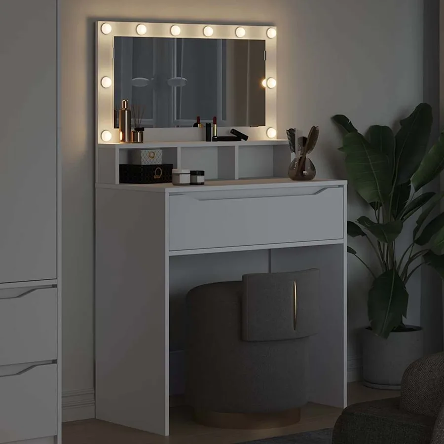 Tables de maquillage pour chambre Blanc 80 x 39,6 x 135 cm - 4