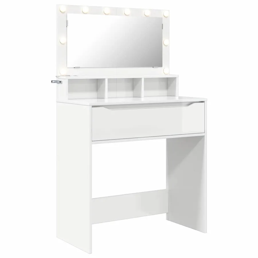 Tables de maquillage pour chambre avec tiroir Blanc brillant - 2