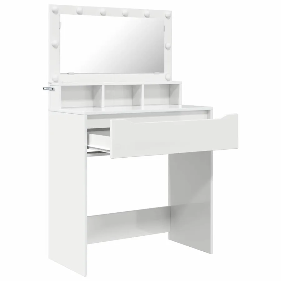 Tables de maquillage pour chambre avec tiroir Blanc brillant - 5