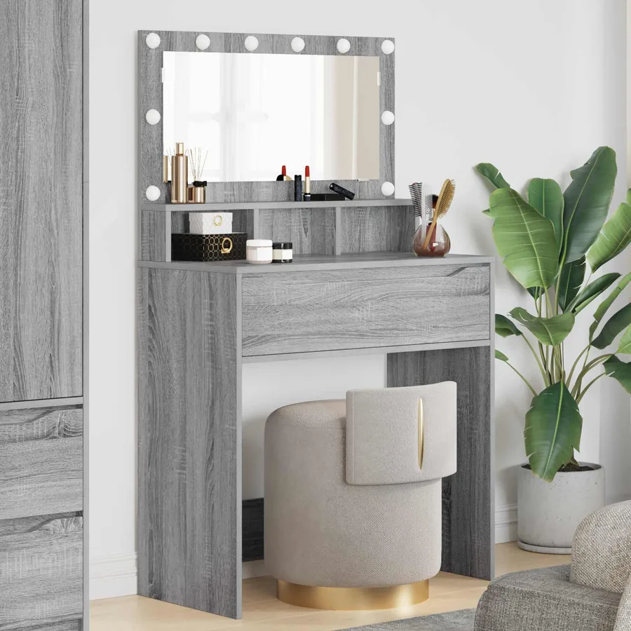 Tables de maquillage pour chambre avec tiroir Gris Sonoma