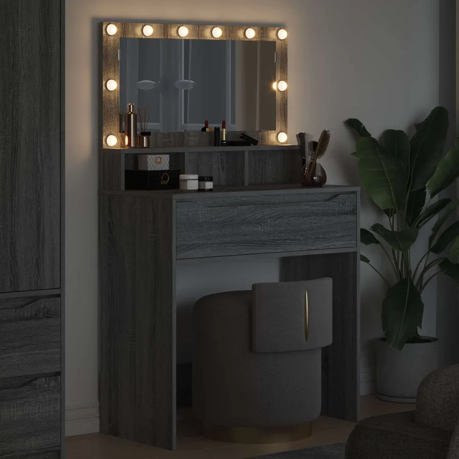 Tables de maquillage pour chambre avec tiroir Gris Sonoma - 4