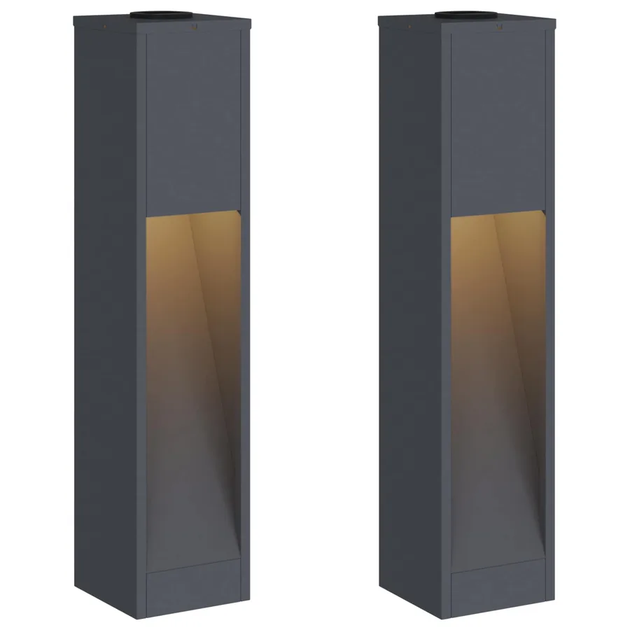 Lumière de Chemin LED Solaire 2 pcs Blanc chaud 18 x 18 x 80 cm - 2