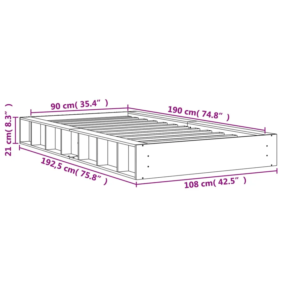 Cadre de lit sans matelas cire marron 90x190 cm bois pin massif - 9
