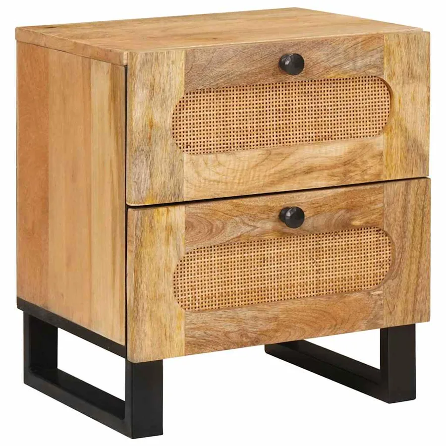 Cabinet de chevet avec tiroir 2 pcs Naturel 40 x 33 x 46 cm - 2