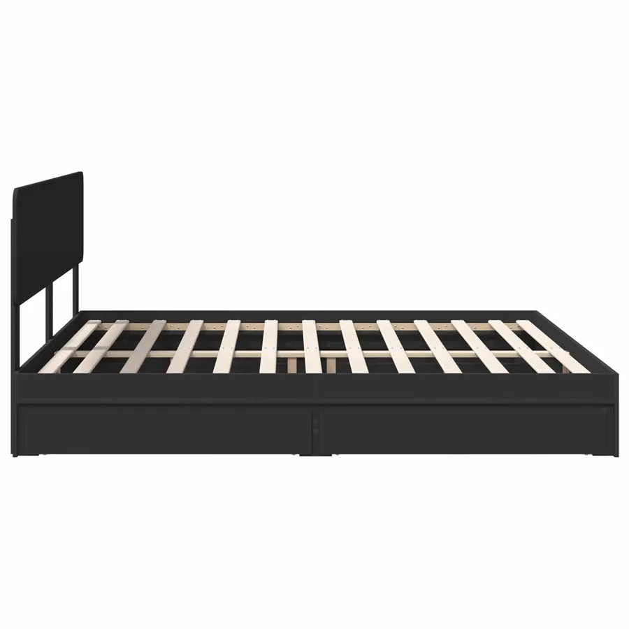 Lit de Rangement Noir 200 x 200 cm Bois d'ingénierie - 9