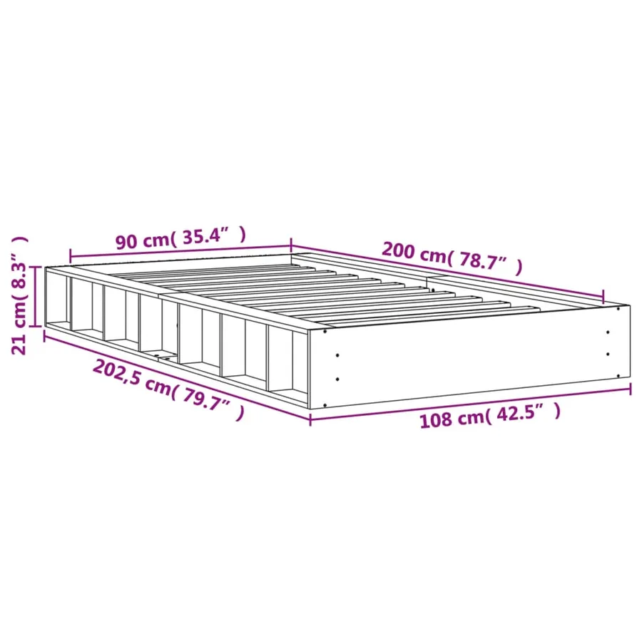 Cadre de lit sans matelas cire marron 90x200 cm bois pin massif - 9