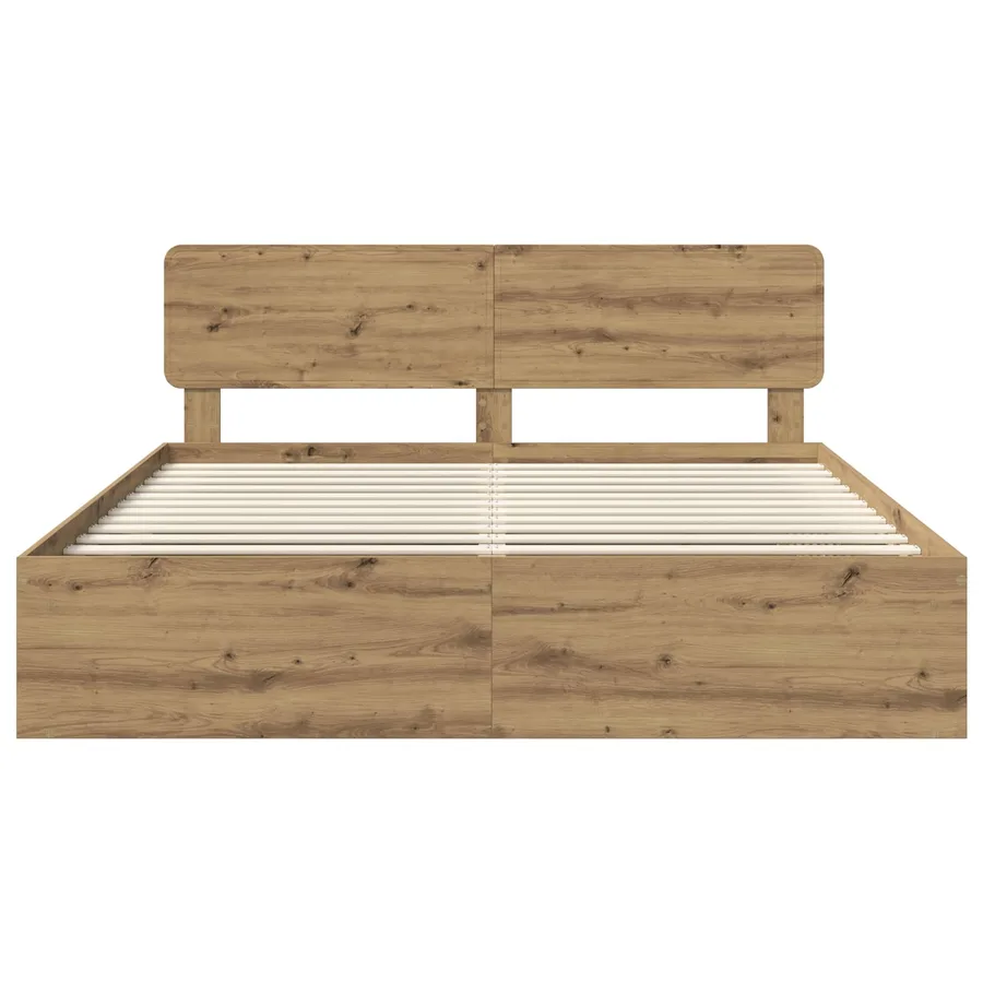Cadre de lit Chêne artisan 200 x 200 cm Pin massif - 7