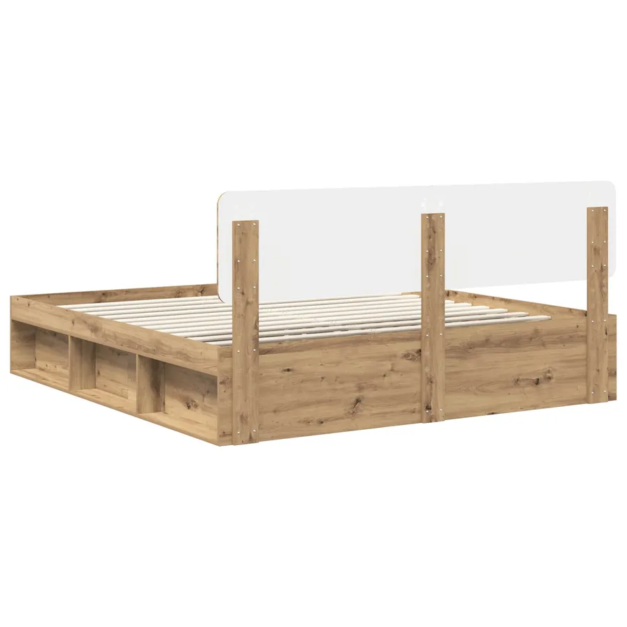 Cadre de lit Chêne artisan 200 x 200 cm Pin massif - 9