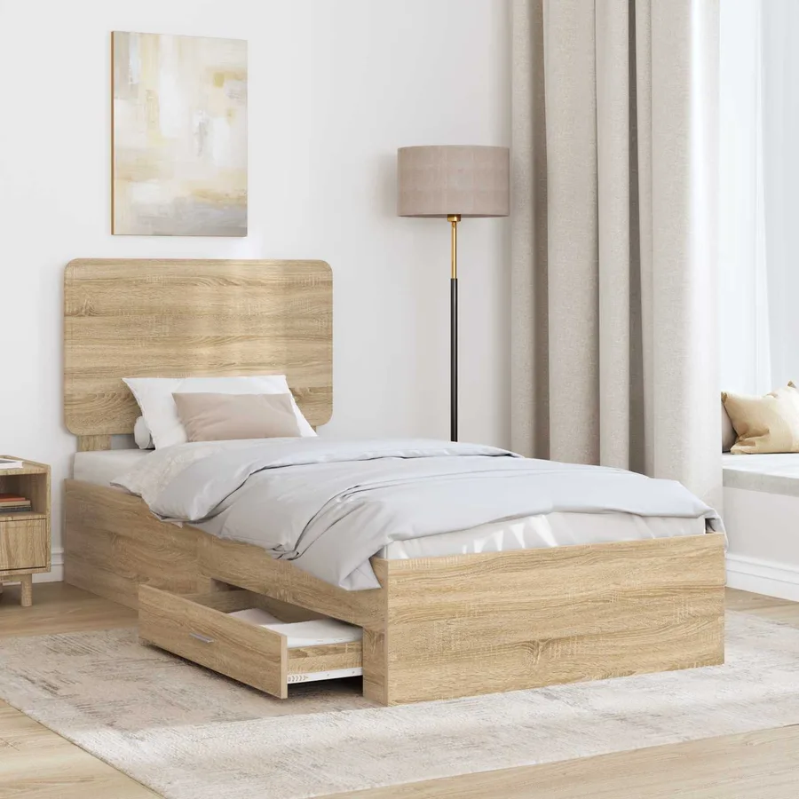 Cadre de lit Chêne Sonoma 75 x 190 cm Bois d'ingénierie - 3