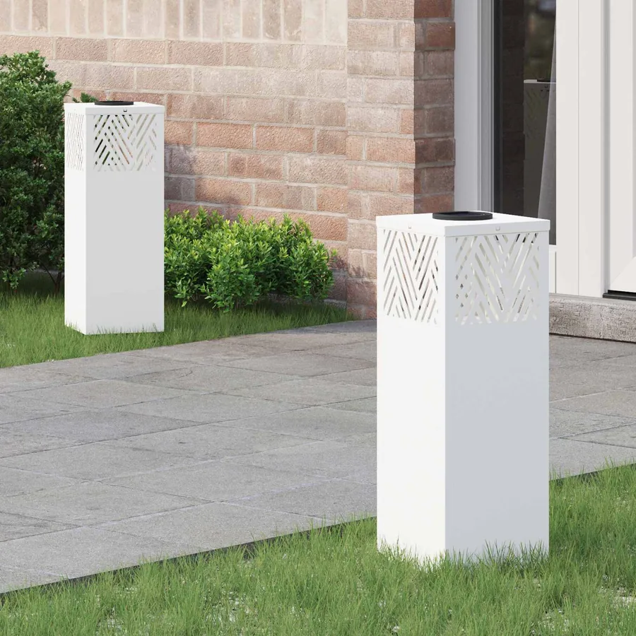 Lumière de chemin LED solaire 2 pcs Blanc chaud 18 x 18 x 50 cm