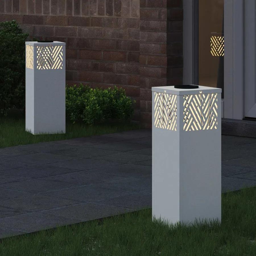 Lumière de chemin LED solaire 2 pcs Blanc chaud 18 x 18 x 50 cm - 3